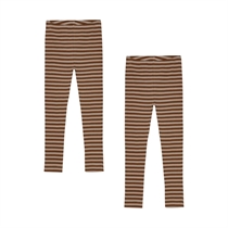 BIRKHOLM 2-Pak Stribede Rib Leggings Kashmir Brun & Varm Brun